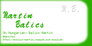 martin balics business card